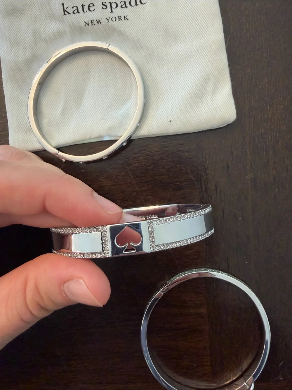 kate spade Silver Tone Crystal and Heart Accent Bracelet Set - Picture 5 of 7